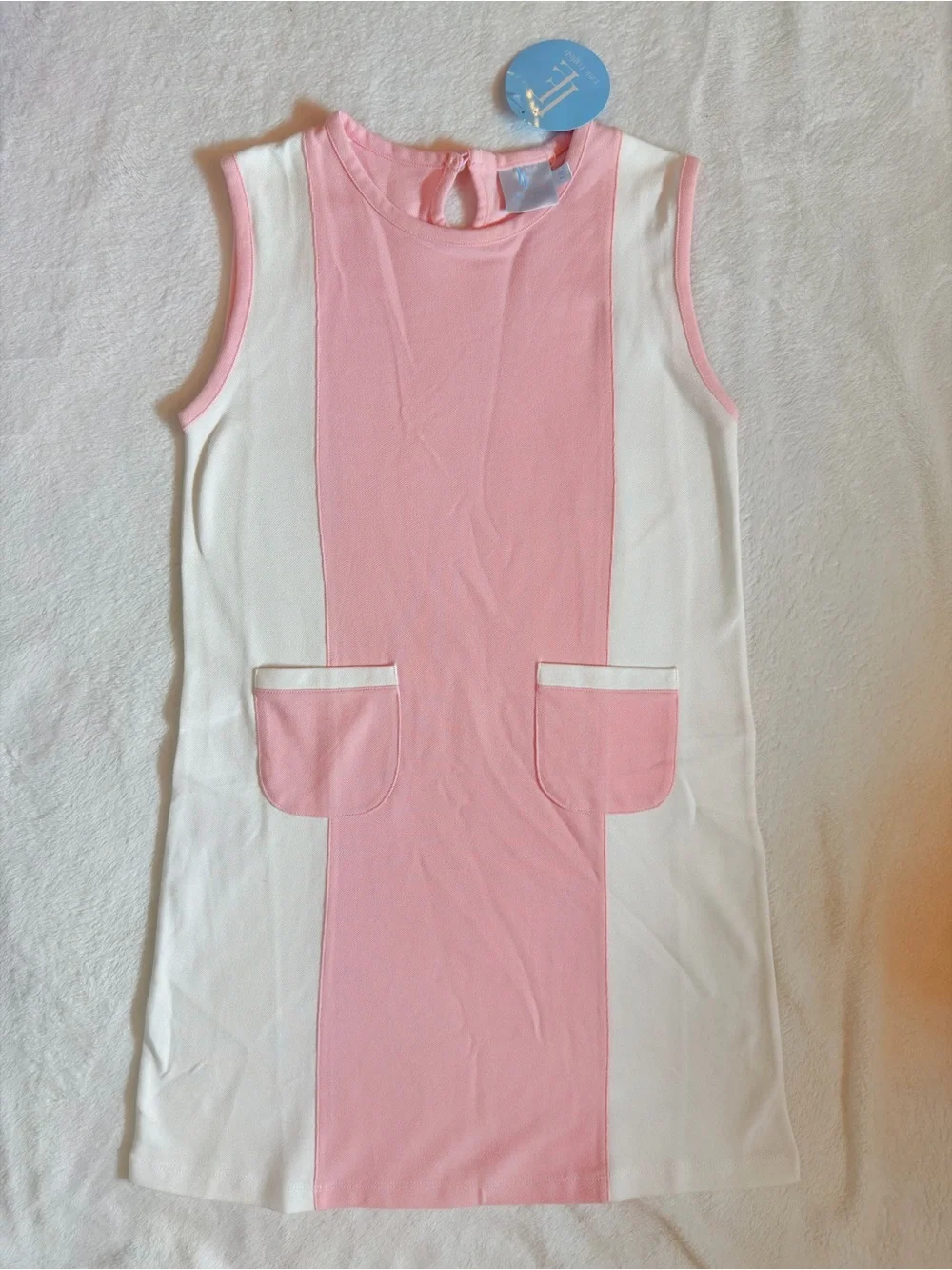 NWT Little English pink and white knit sleeveless dress 14